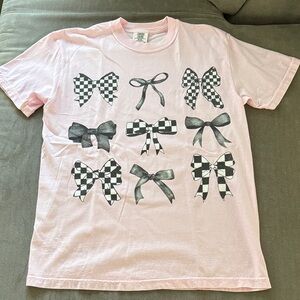 Pink T-Shirt with Black and White Bow Designs - NEW!!